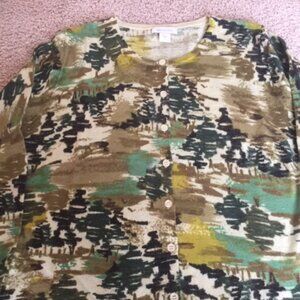 Garnet Hill Merino Wool Cardigan Medium Trees